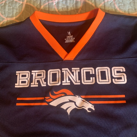 👚2/$15 Denver Broncos Official Kids Jersey, NFL Team Apparel, Med 10-12, NWOT! - Picture 3 of 4